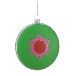 4" Green and Pink "Tootsie Roll POP" Candy Filled Lollipop Christmas Disc Ornament