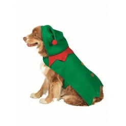 27" Green and Red Christmas Elf Dog Costume - Size Extra Small