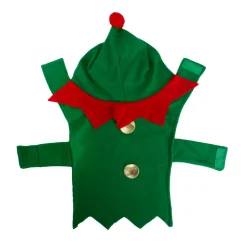 27" Green and Red Christmas Elf Dog Costume - Size S