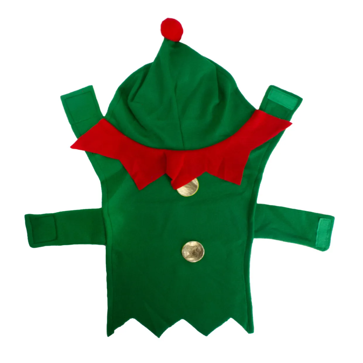 27" Green and Red Christmas Elf Dog Costume - Size S