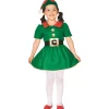 28" Green and Red Girl's Elf Christmas Costume - 6-8 Years