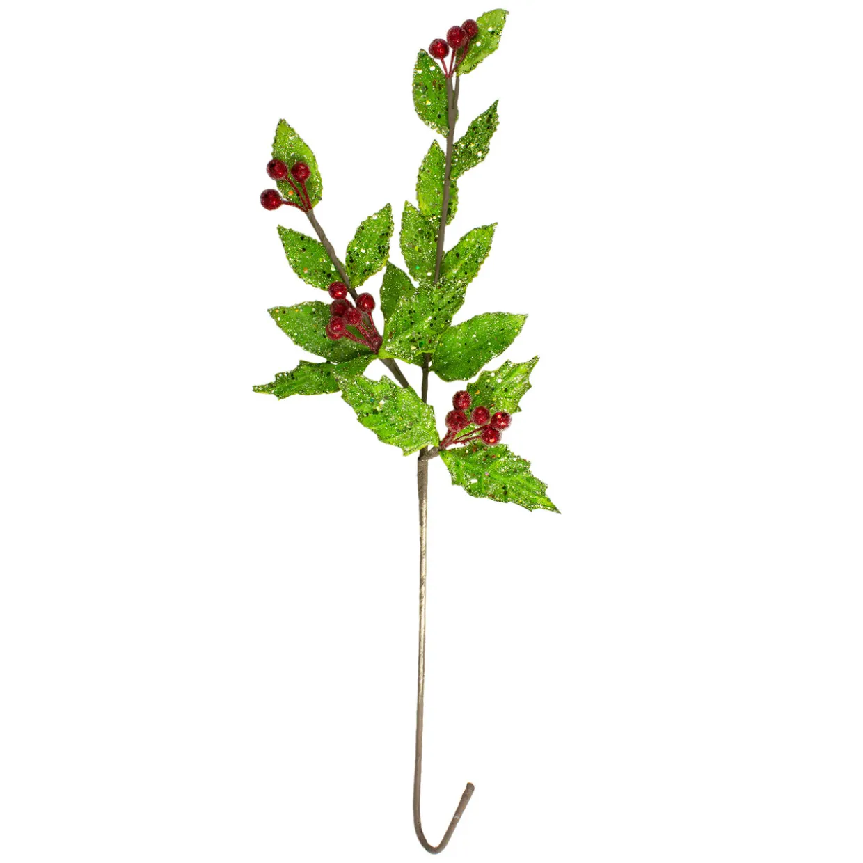 28.25" Green and Red Glittered Holly Berry Christmas Spray