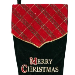19" Green and Red 'Merry Christmas' Christmas Stocking
