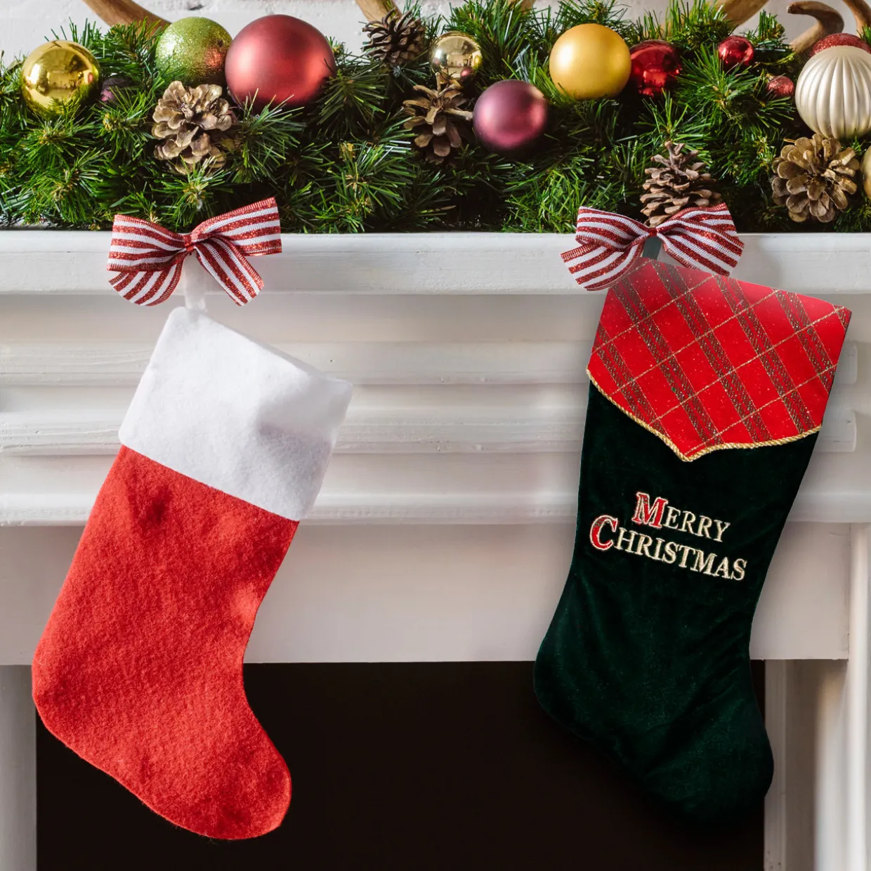 19" Green and Red 'Merry Christmas' Christmas Stocking
