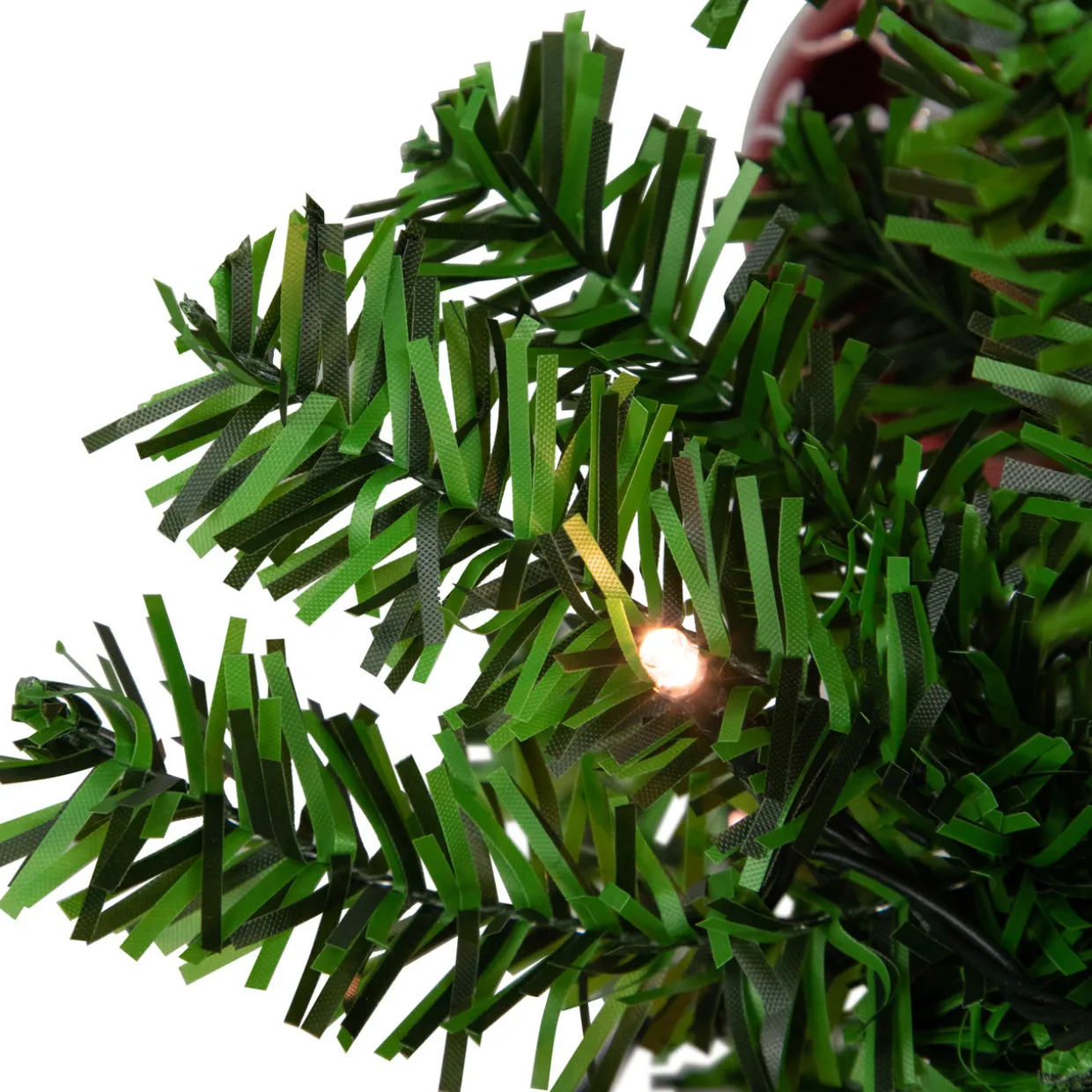 6' Green and Red Musical Lighted Snowing Artificial Christmas Tree, White LED Lights