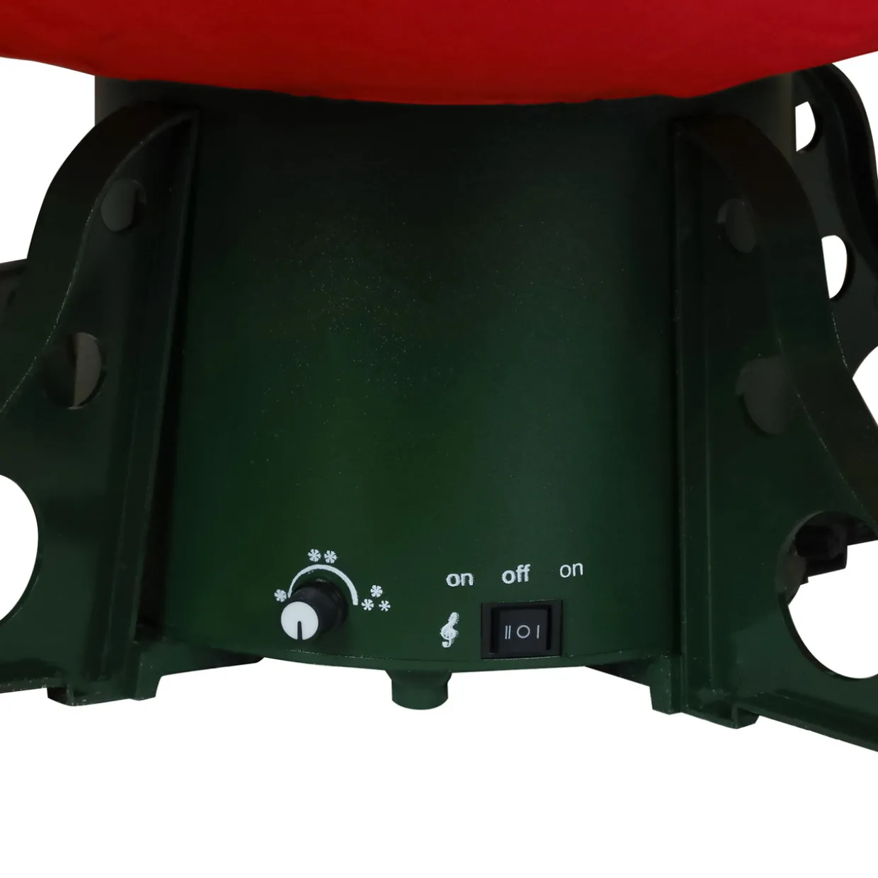 6' Green and Red Musical Lighted Snowing Artificial Christmas Tree, White LED Lights