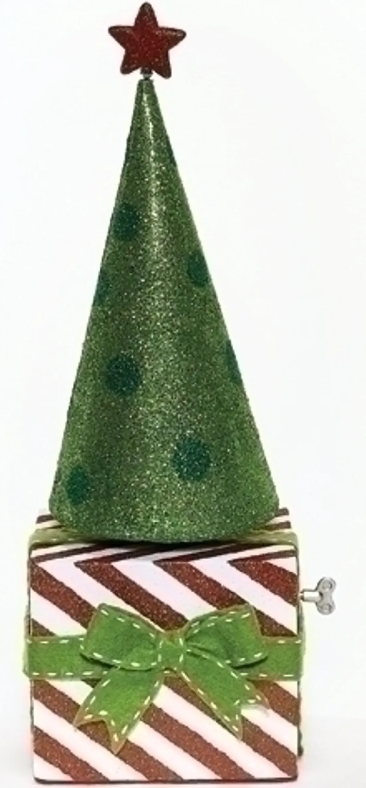 20" Green and Red Musical Rotating Christmas Cone Tree Tabletop Decor