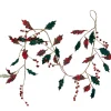 5' Green and Red Plaid Holly with Jingle Bells Christmas Garland - Unlit