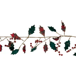 5' Green and Red Plaid Holly with Jingle Bells Christmas Garland - Unlit