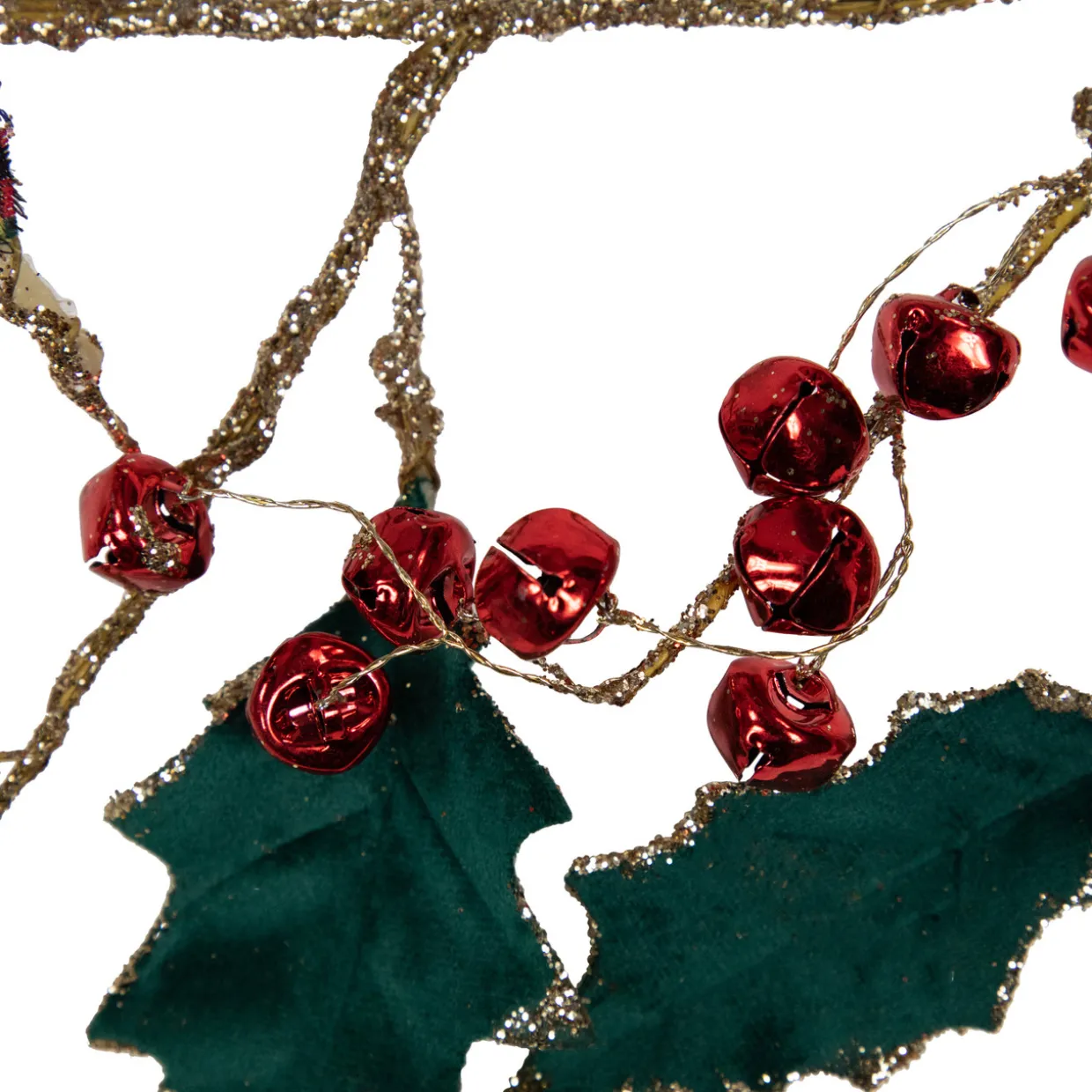 5' Green and Red Plaid Holly with Jingle Bells Christmas Garland - Unlit