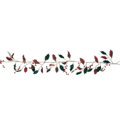 5' Green and Red Plaid Holly with Jingle Bells Christmas Garland - Unlit