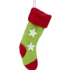 9.5" Green and Red Stars Felt Christmas Stocking Ornament