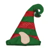 22" Green and Red Striped Sequin Unisex Adult Christmas Elf Hat - One Size