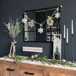 5' Green and Silver Iced Cedar Christmas Garland with Ornaments Bells - Unlit