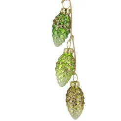 7" Green and White Dangling Pinecone Christmas Glass Ornament
