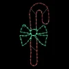 28" Green and White LED Lighted Candy Cane with Bow Christmas Window Silhouette