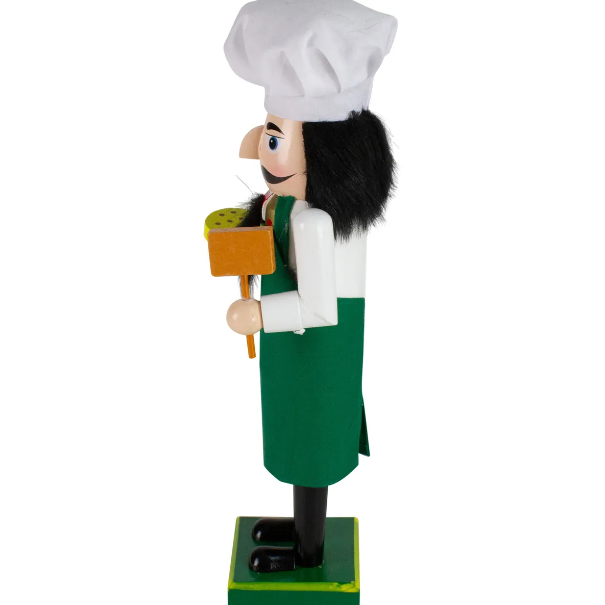 14" Green and White Wooden Christmas Nutcracker Pizza Maker