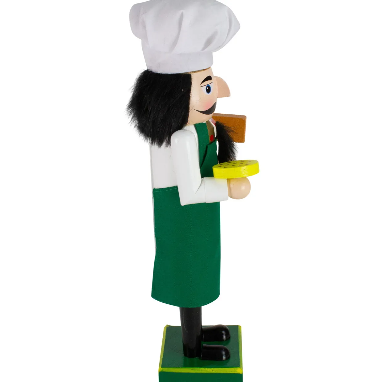 14" Green and White Wooden Christmas Nutcracker Pizza Maker