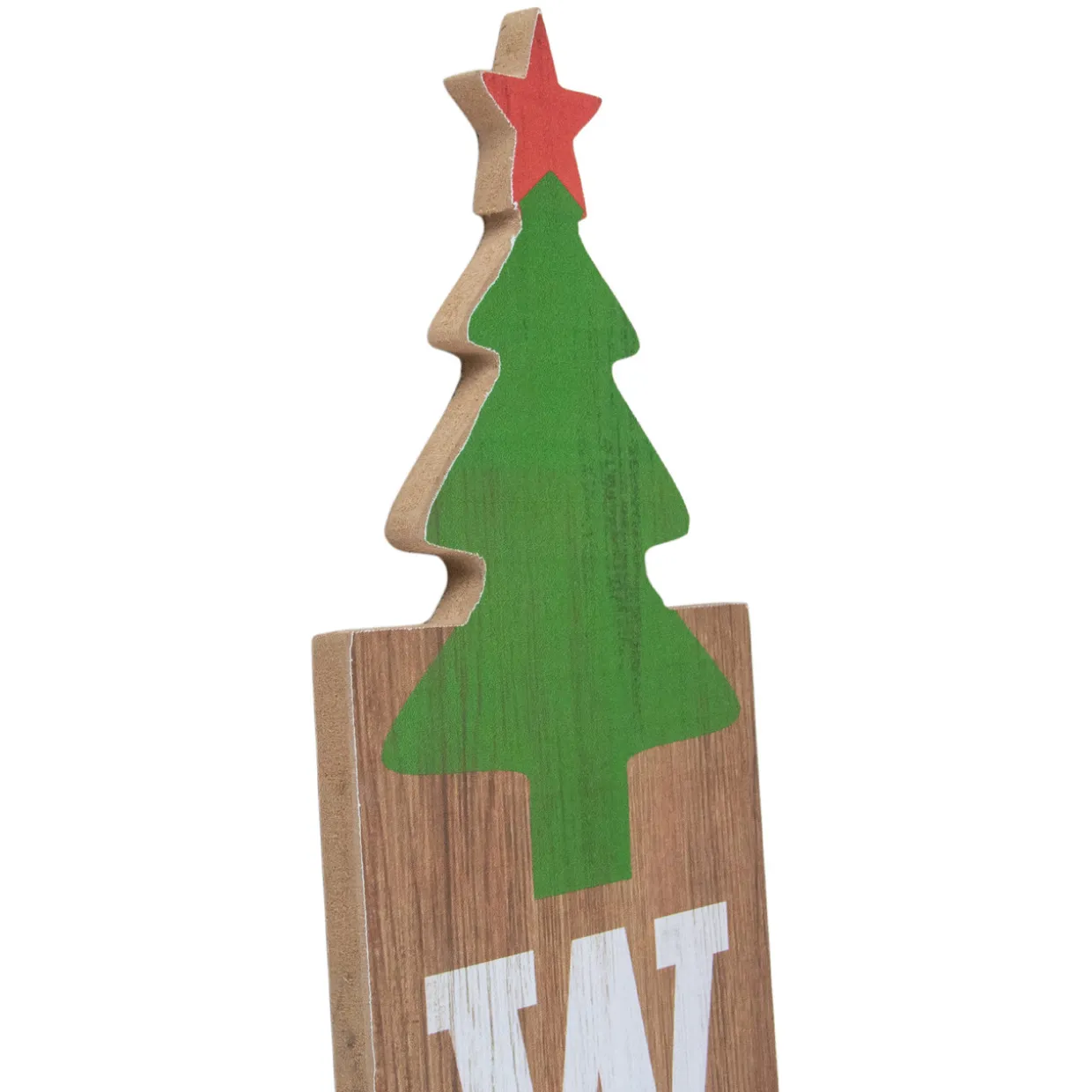 31.5" Green Christmas Tree and Red Star Tall Wooden Welcome Porch Board Sign Decoration