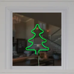9.5" Green Christmas Tree LED Neon Style Window Silhouette