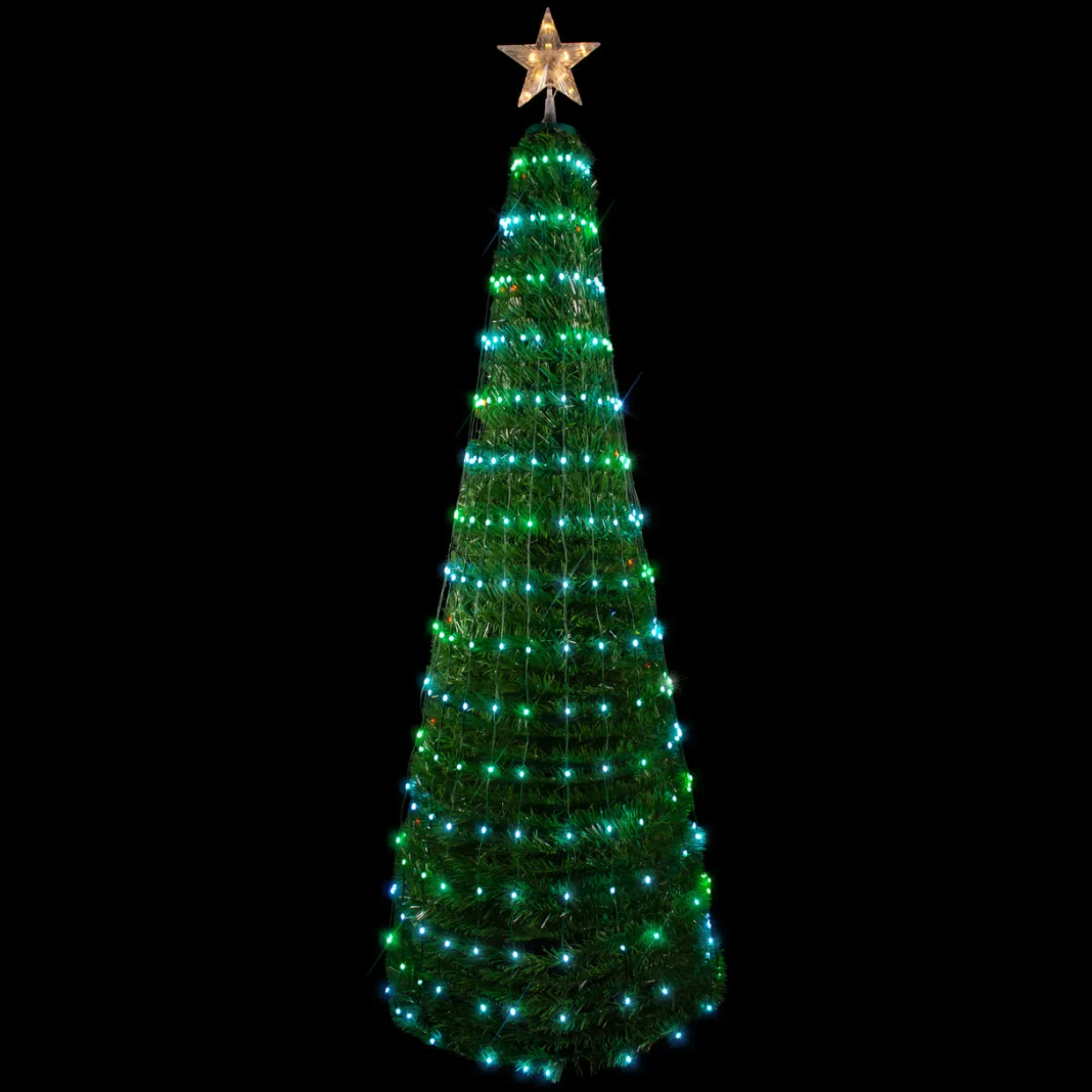 6' Green Color Changing Multiple Function Pop Up Artificial Outdoor Christmas Tree
