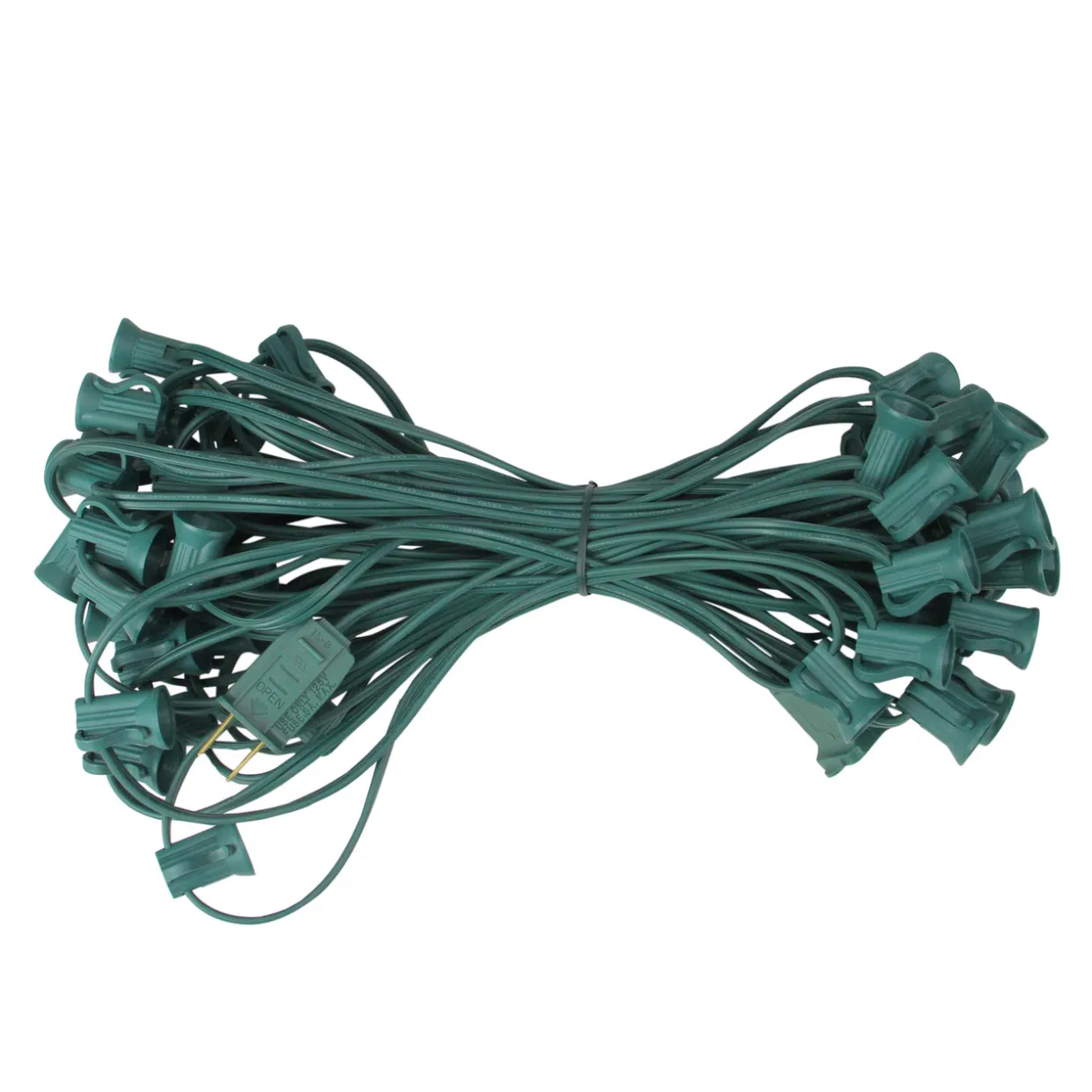 50' Green Contemporary Commercial C7 Christmas Light Socket Set