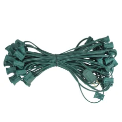 50' Green Contemporary Commercial C7 Christmas Light Socket Set