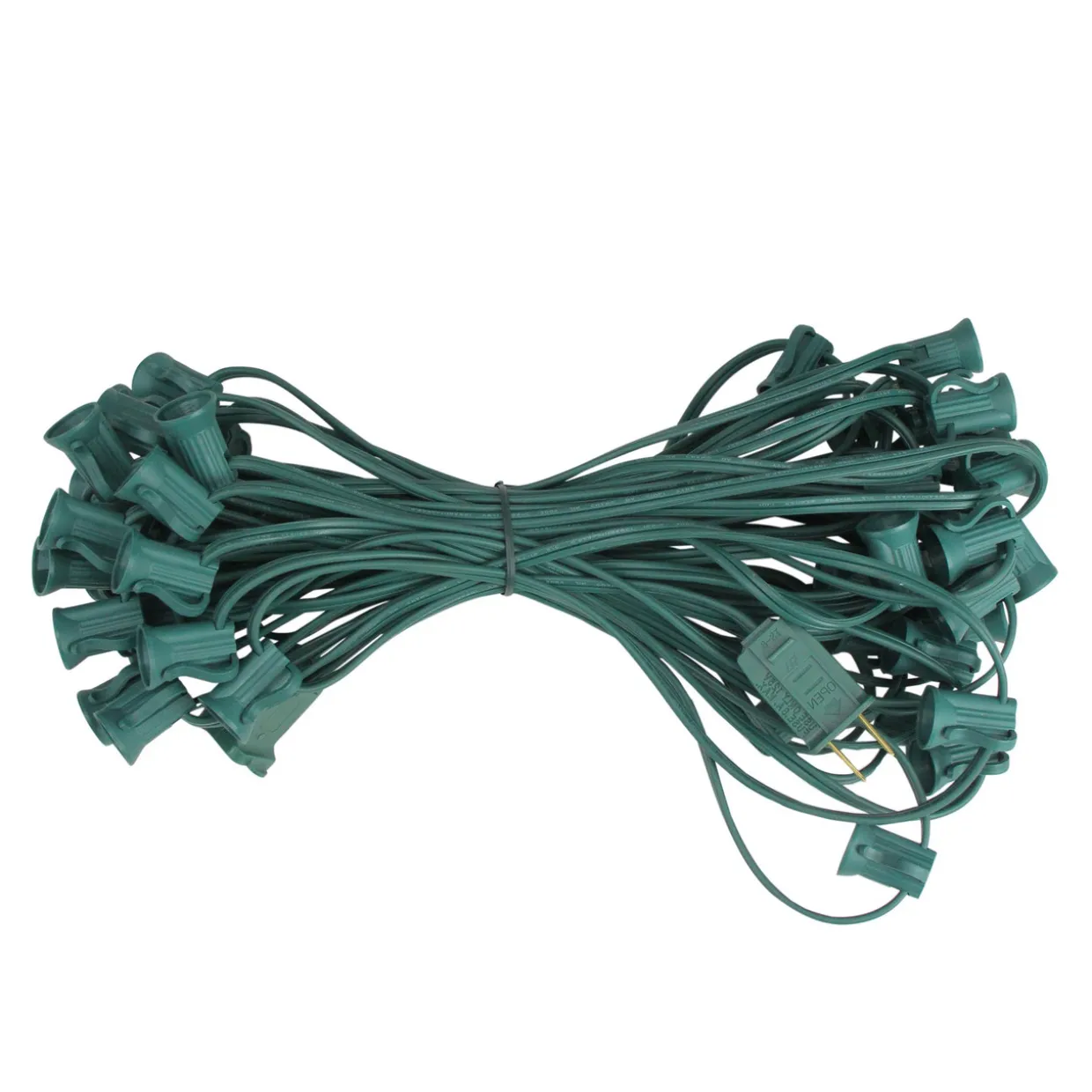 50' Green Contemporary Commercial C7 Christmas Light Socket Set