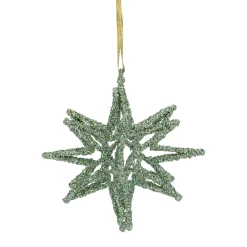 6.5" Green 3-D Glittered Star Christmas Ornament
