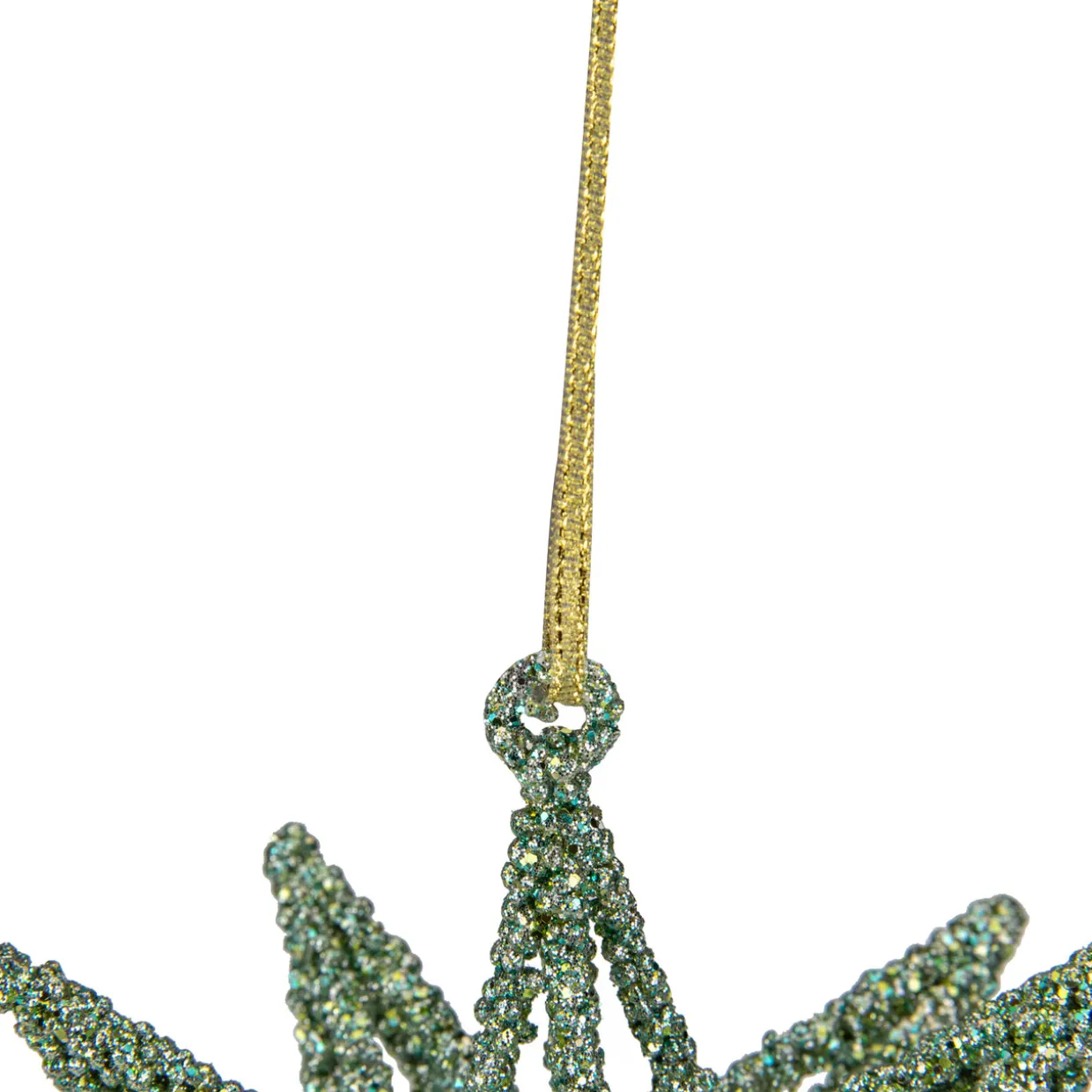 6.5" Green 3-D Glittered Star Christmas Ornament