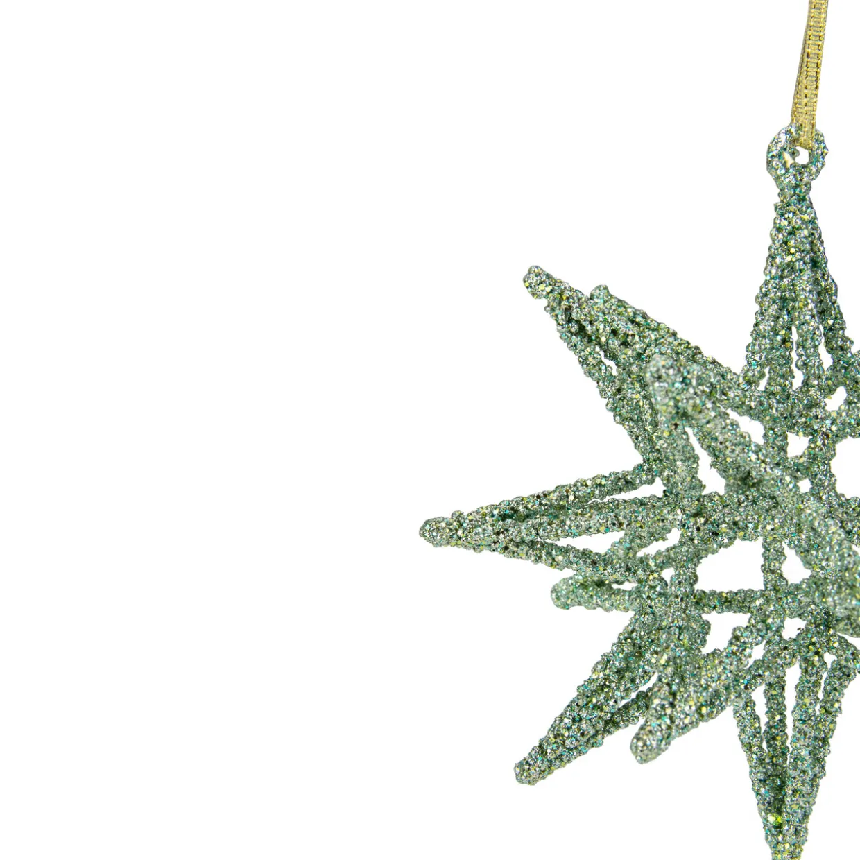 6.5" Green 3-D Glittered Star Christmas Ornament