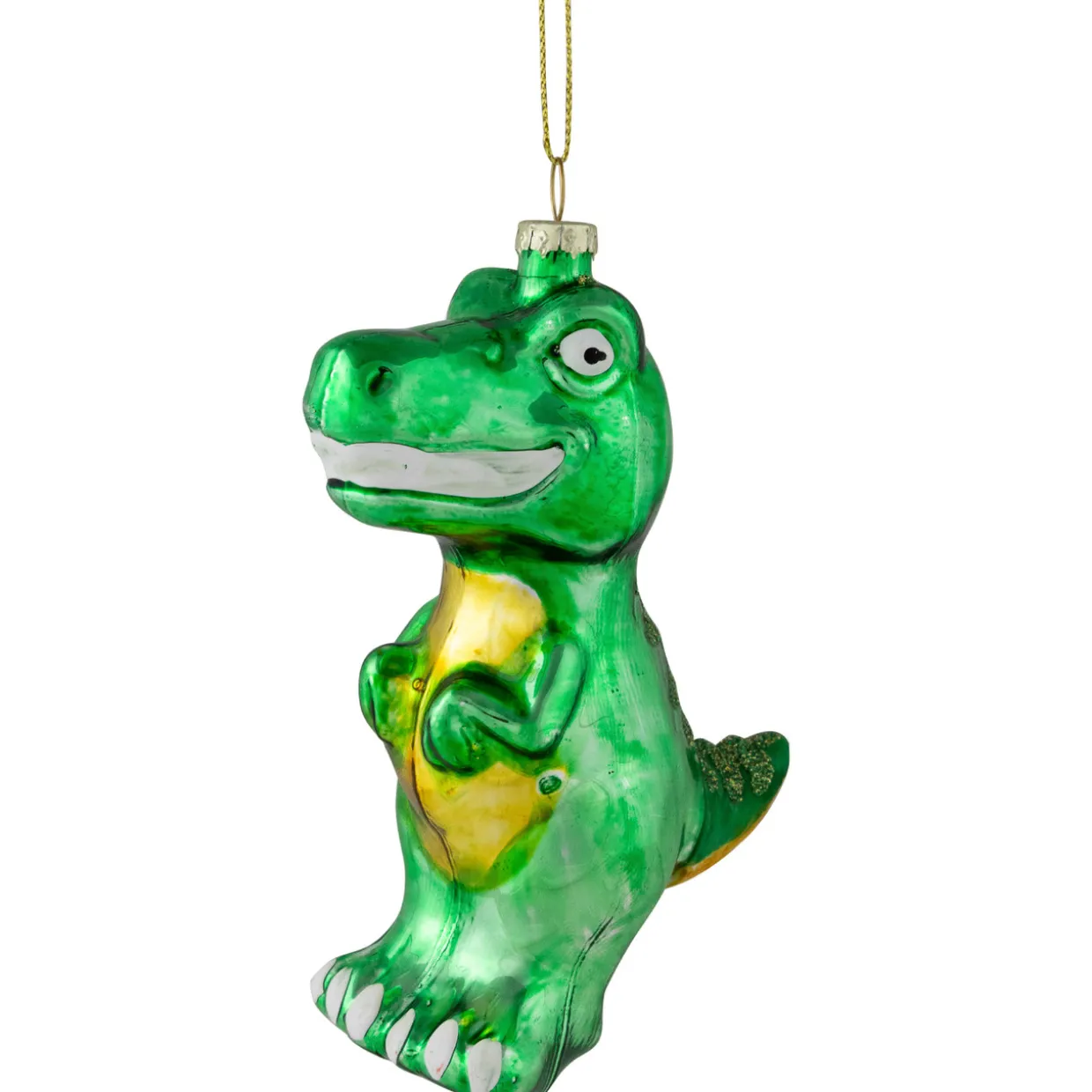 4.75" Green Dinosaur Glass Christmas Ornament