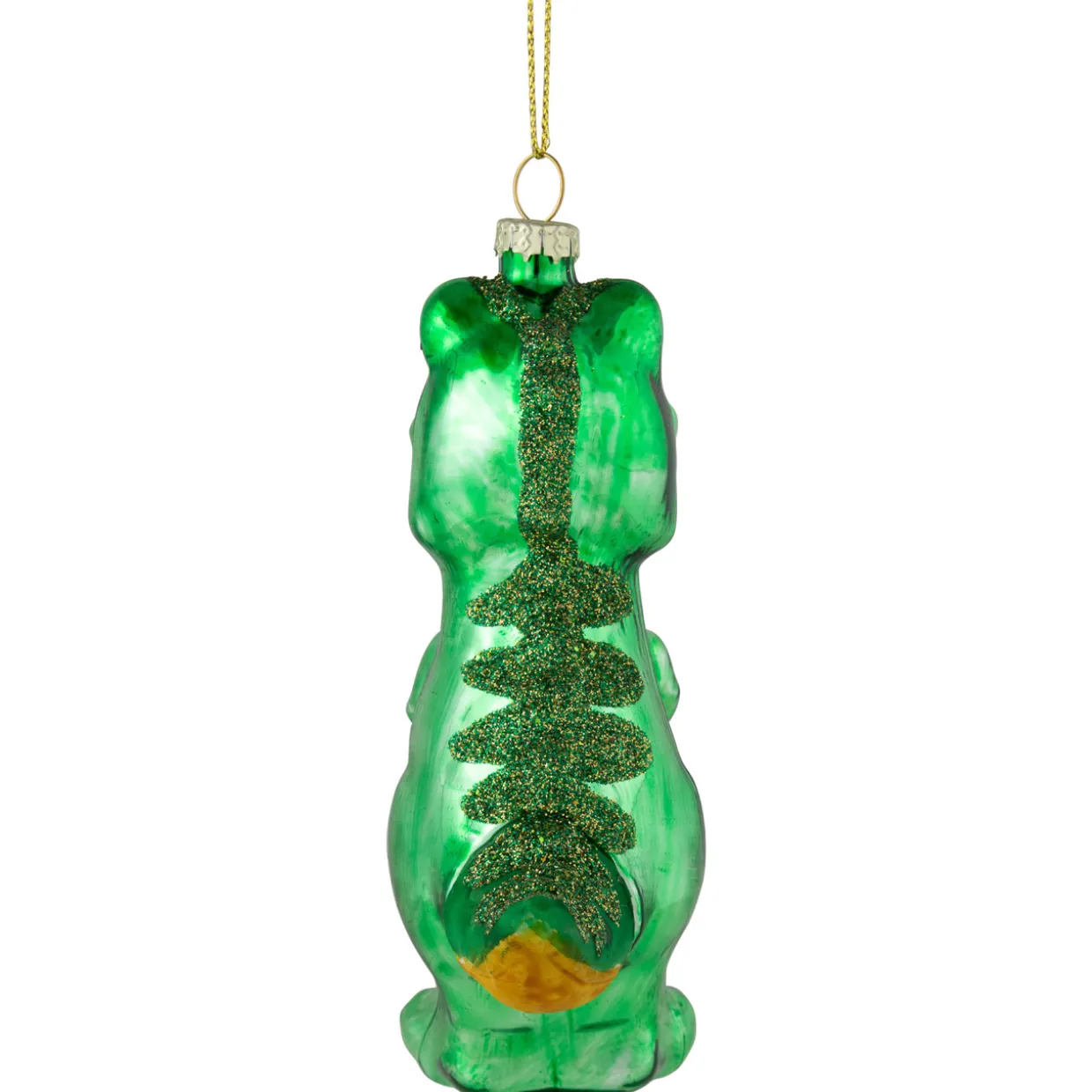 4.75" Green Dinosaur Glass Christmas Ornament