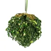 4" Green Glitter and Sequin Leaf Shatterproof Christmas Ball Ornament