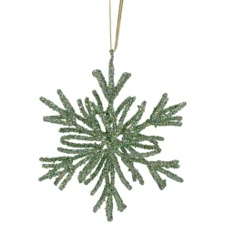 7.5" Green Glitter Snowflake Christmas Ornament