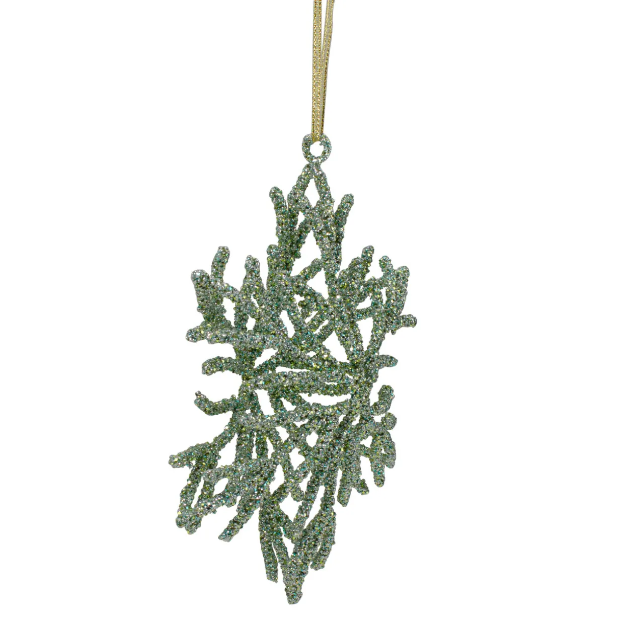 7.5" Green Glitter Snowflake Christmas Ornament