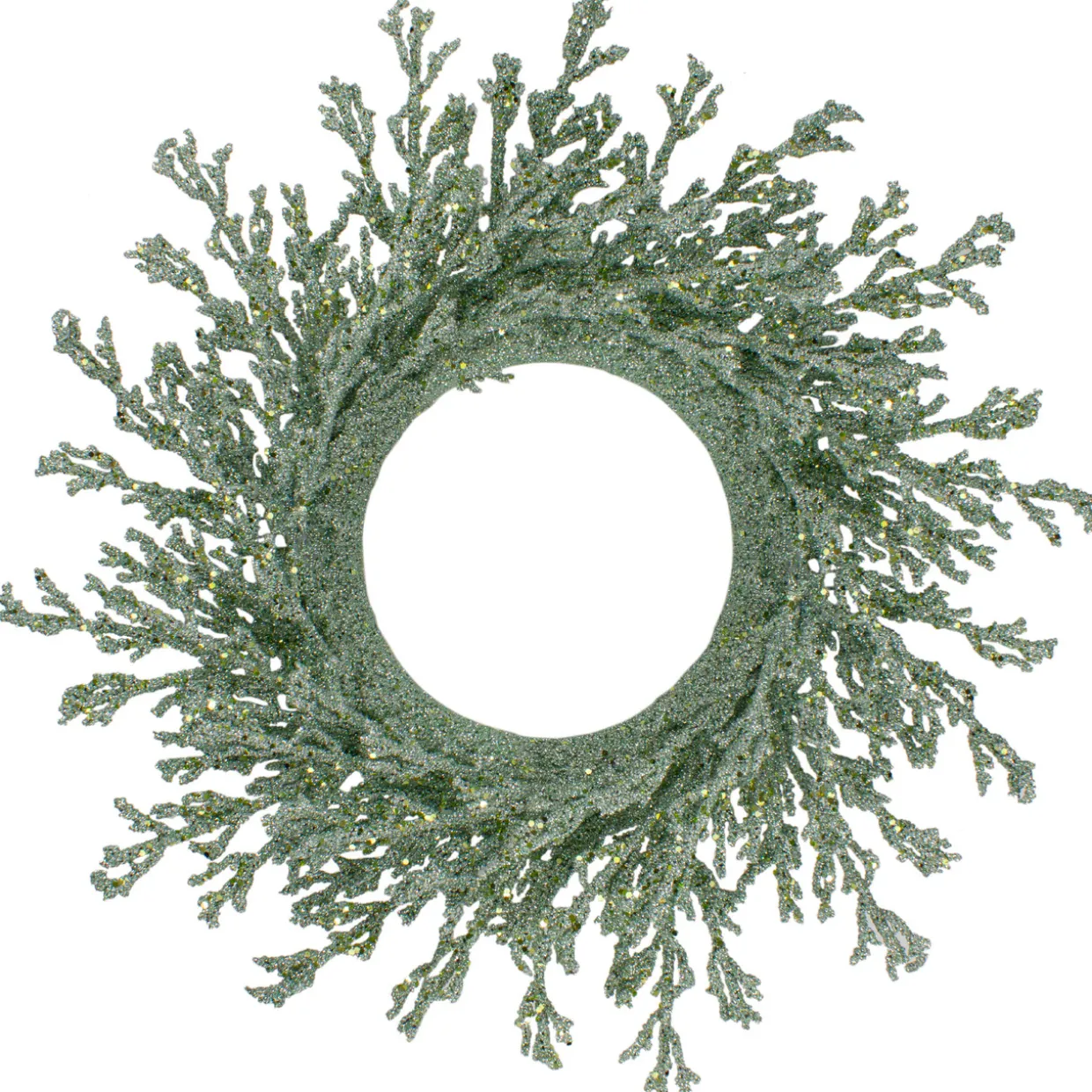 20" Green Glittered Artificial Coral Christmas Wreath