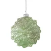 3.75" Green Glittered Poinsettia Flower Glass Christmas Ornament
