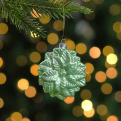 3.75" Green Glittered Poinsettia Flower Glass Christmas Ornament