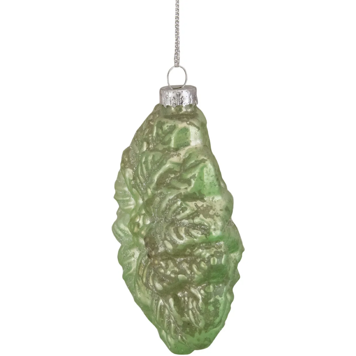 3.75" Green Glittered Poinsettia Flower Glass Christmas Ornament