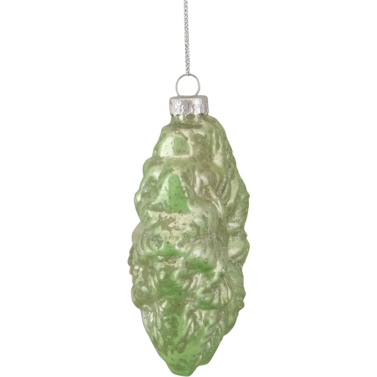 3.75" Green Glittered Poinsettia Flower Glass Christmas Ornament