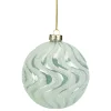 4" Green Glittered Swirled Glass Christmas Ball Ornament