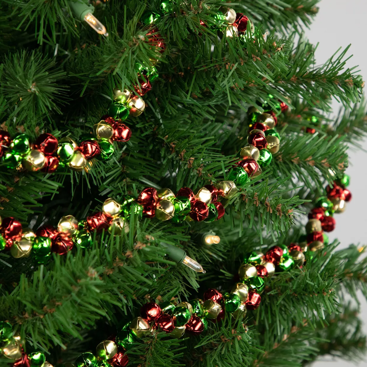 5' Green, Gold and Red Jingle Bell Christmas Garland, Unlit
