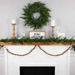 5' Green, Gold and Red Jingle Bell Christmas Garland, Unlit