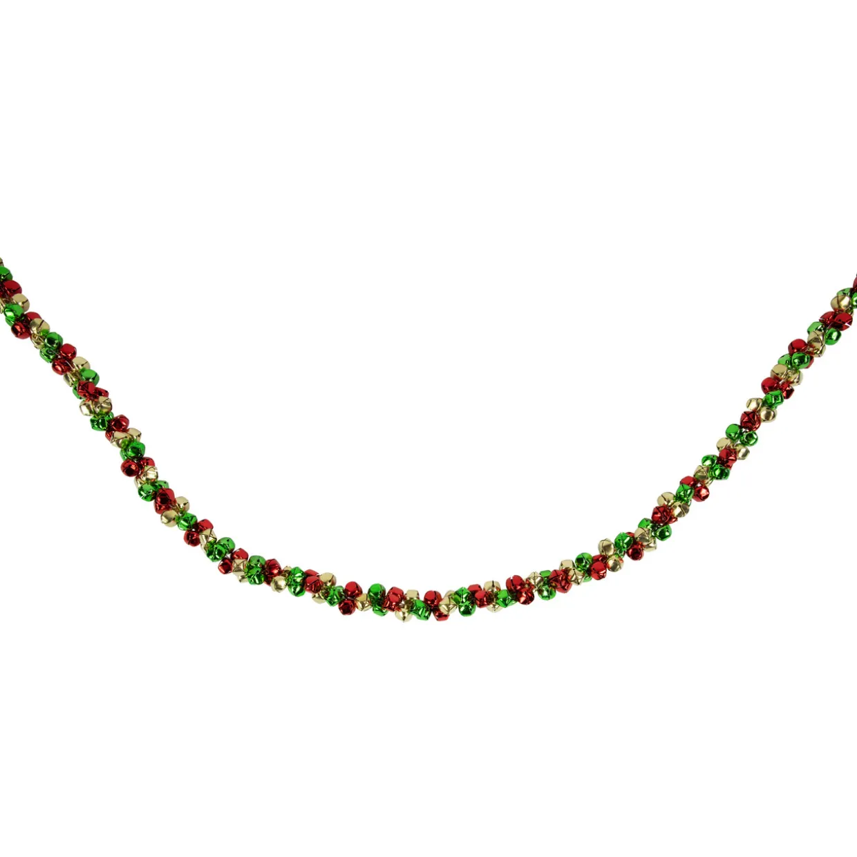 5' Green, Gold and Red Jingle Bell Christmas Garland, Unlit