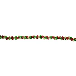 5' Green, Gold and Red Jingle Bell Christmas Garland, Unlit