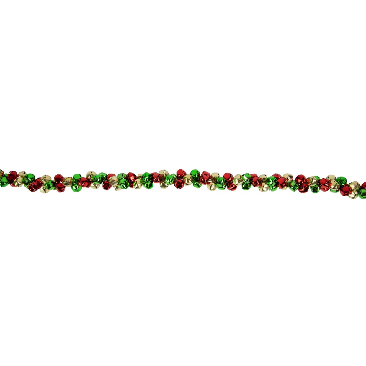 5' Green, Gold and Red Jingle Bell Christmas Garland, Unlit