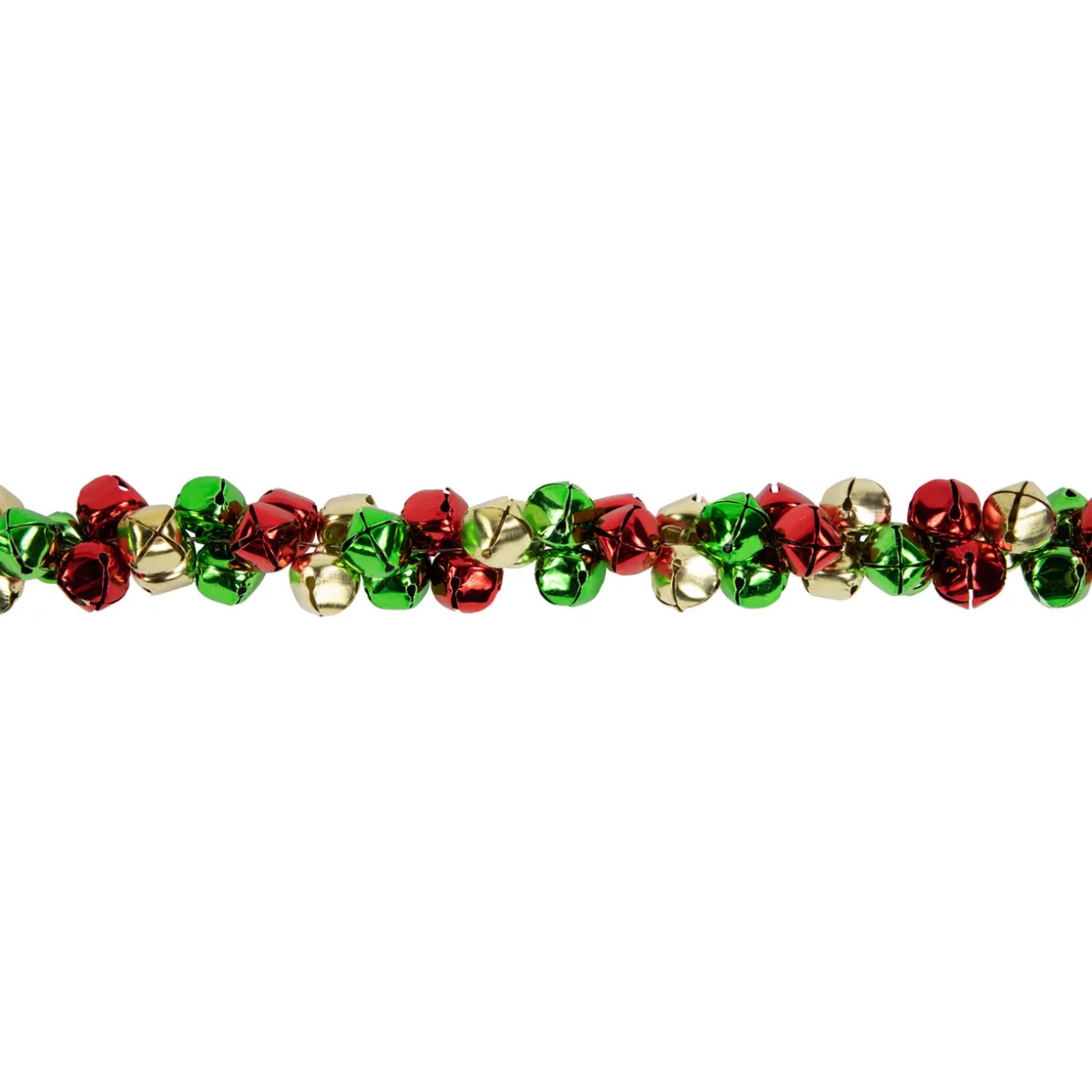 5' Green, Gold and Red Jingle Bell Christmas Garland, Unlit