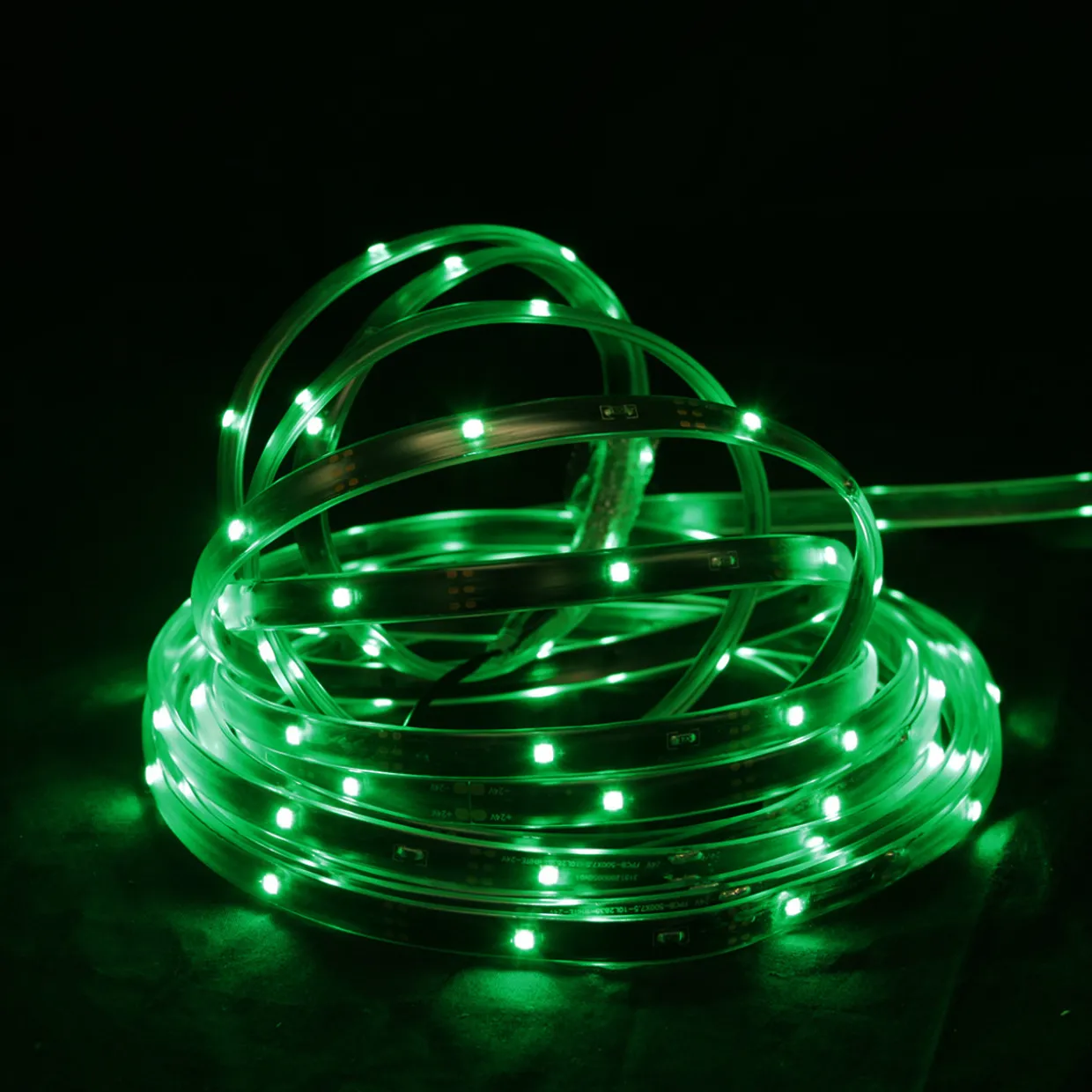 18' Green LED Outdoor Christmas Linear Tape Lighting - Black Finish