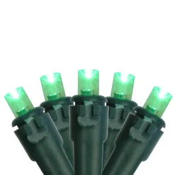 50 Green LED Wide Angle Christmas Lights, 16.25 ft Green Wire